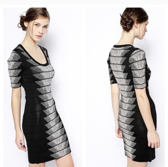 French Connection Spotlight fleck Chevron bodycon dress - Picture 5 of 11